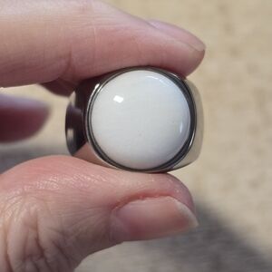 Silver Ring with White Stone